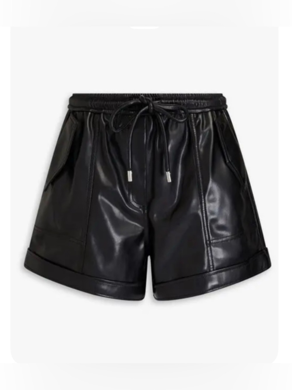 Jonathan Simkhai Small Doah Faux Leather Shorts High Waisted Black Preppy Grunge